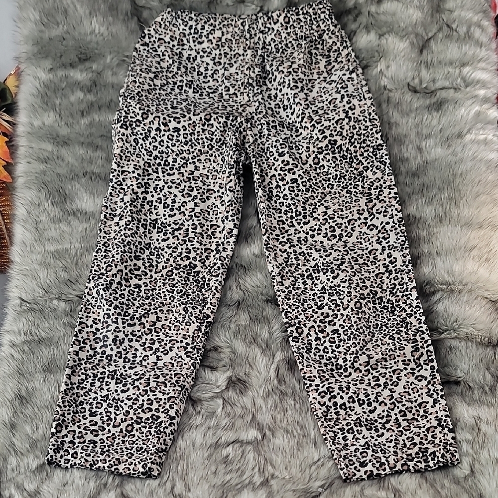 Urban Outfitters  Leopard  Print Elastic  Waist Zipper Pants